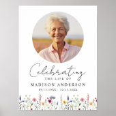 Elegante Wilde Bloemen Foto Herdenking van het Lev Poster (Voorkant)