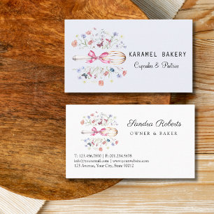 Elegante Wilde Bloemen Garde Bakkerij Visitekaartje