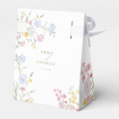Elegante Wilde Bloemen Groene Script Bruiloft Bedankdoosjes (Achterkant)