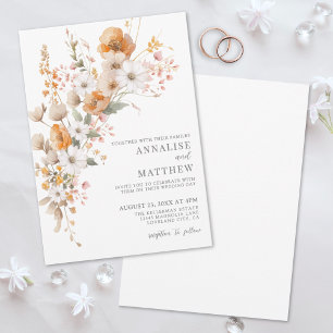 Elegante Wilde Bloemen Herfst Botanische Bloemige Kaart