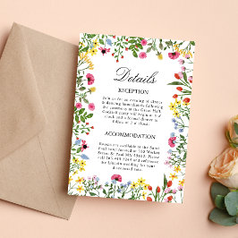 Elegante Wilde Bloemen Huwelijksdetails Bijgevoegd Kaart