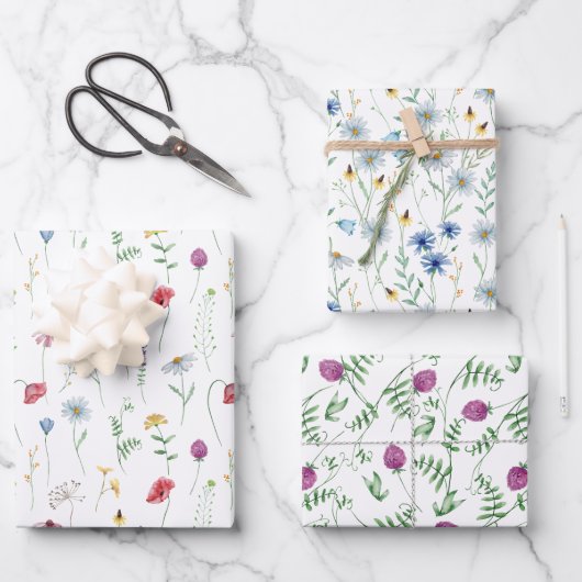Elegante wilde bloemen inpakpapier vel (Voorkant)