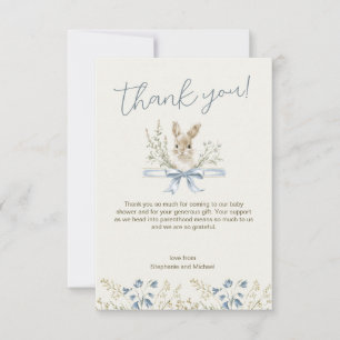 Elegante Wilde Bloemen Konijn Baby Shower Bedankkaart