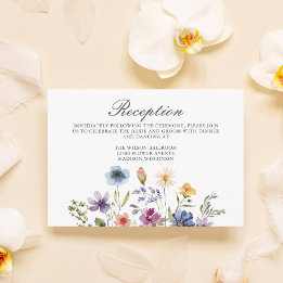 Elegante wilde bloemen lente bruiloftsreceptie informatiekaartje
