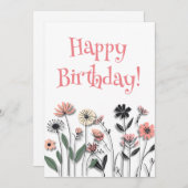 "Elegante wilde bloemen minimalistische Kaart (Voorkant / Achterkant)