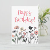 "Elegante wilde bloemen minimalistische Kaart (Staand voorkant)