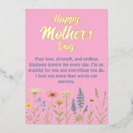 Elegante wilde bloemen Moederdag   Folie Feestdagenkaart