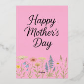 Elegante wilde bloemen Moederdag Folie Feestdagenkaart (Achterkant)