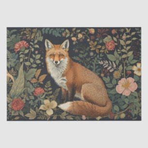 Elegante Wilde Bloemen Rode Bos Vos Cottagecore Tissuepapier
