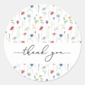 Elegante wilde bloemen ronde sticker (Voorkant)