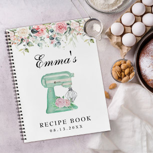 Elegante Wilde Bloemen Roze Teal Kookboek Notitieboek