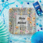 Elegante wilde bloemen rustieke Barnwood Papieren Bordje (Feest)