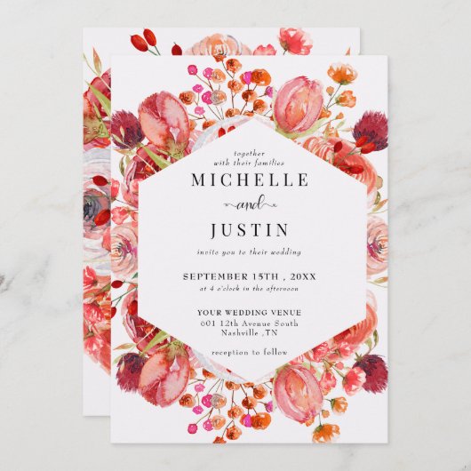 Elegante wilde bloemen | Rustieke foto bruiloft Kaart (Voorkant / Achterkant)