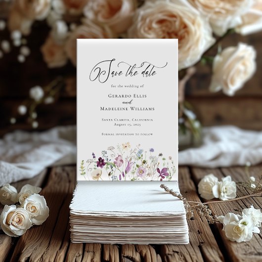 Elegante wilde bloemen Save the Date uitnodiging