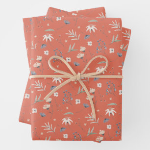 Elegante wilde bloemen terracotta inpakpapier vel