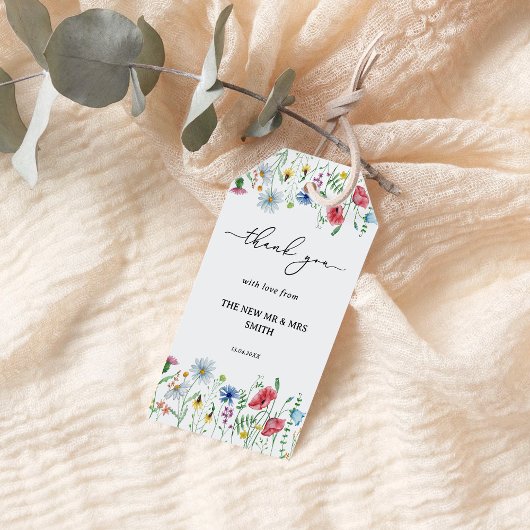 Elegante Wilde Bloemen Trouw Bedankt Cadeaulabel