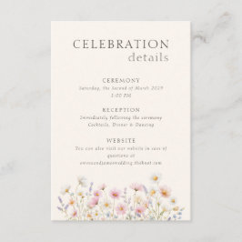Elegante Wilde Bloemen Trouwceremonie Ontvangst Informatiekaartje