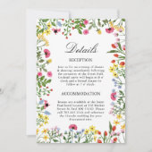 Elegante Wilde Bloemen Trouwdetails Bijkaart Kaart (Voorkant)