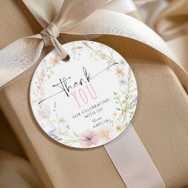 Elegante Wilde Bloemen Verjaardag Bedankt Favoriet Bedankjes Labels