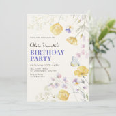 Elegante wilde bloemen verjaardag kaart (Staand voorkant)
