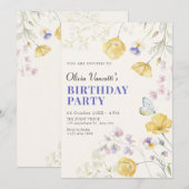 Elegante wilde bloemen verjaardag kaart (Voorkant / Achterkant)