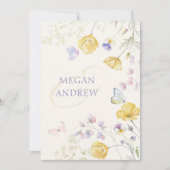 Elegante wilde bloemen vlinders bruiloft kaart (Voorkant)