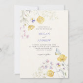 Elegante wilde bloemen vlinders bruiloft kaart (Achterkant)