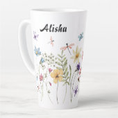 Elegante wilde bloemen vlinders latte mok (Linkerhoek)