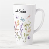 Elegante wilde bloemen vlinders latte mok (Rechts)