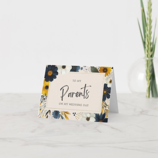 Elegante wilde bloemen voor mijn ouders Beige brui Kaart (Voorkant)