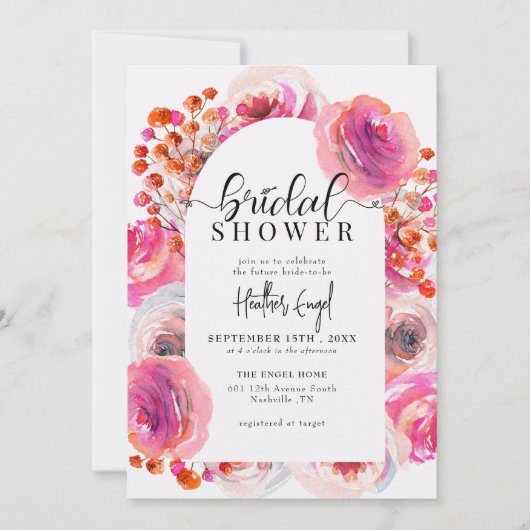 Elegante wilde bloemen | Vrijgezellenfeest van de Kaart (Voorkant)