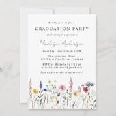 Elegante wilde bloemen weide afstudeerfeest kaart (Voorkant)