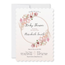 Elegante wilde bloemenkrans babyshower uitnodiging