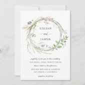 Elegante wilde bloemenkrans bruiloft kaart (Voorkant)