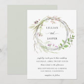 Elegante Wilde Bloemenkrans Bruiloft Kaart (Voorkant / Achterkant)