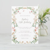 Elegante wilde bloementuin 16e verjaardag kaart (Staand voorkant)