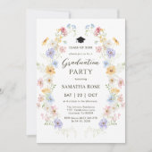 Elegante wilde bloementuin afstudeerfeest kaart (Voorkant)