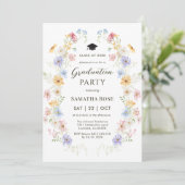 Elegante wilde bloementuin afstudeerfeest kaart (Staand voorkant)