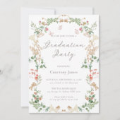 Elegante wilde bloementuin afstudeerfeest kaart (Voorkant)