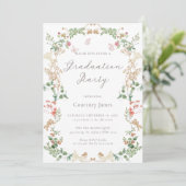 Elegante wilde bloementuin afstudeerfeest kaart (Staand voorkant)
