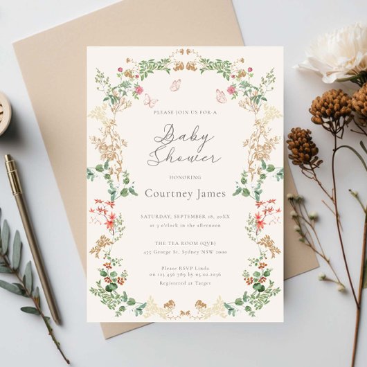 Elegante wilde bloementuin bloemenkindercrèchefees kaart
