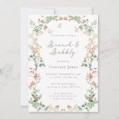 Elegante wilde bloementuin brunch en bubbels kaart (Voorkant)