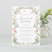 Elegante wilde bloementuin brunch en bubbels kaart (Staand voorkant)