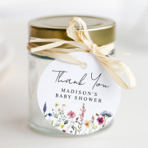 Elegante Wilde Bloemenweide Baby Shower Bedankt