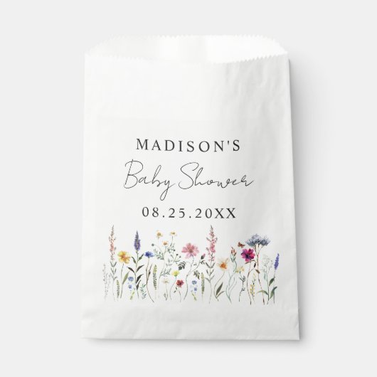 Elegante Wilde Bloemenweide Baby Shower Bedankzakje (Voorkant)
