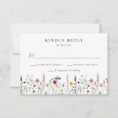 Elegante Wilde Bloemenweide Bruiloft RSVP Kaartje (Voorkant)