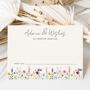 Elegante Wilde Bloemenweide Crème Baby Shower Advieskaart