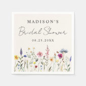 Elegante Wilde Bloemenweide Crème Bruidsfeest Servet (Voorkant)