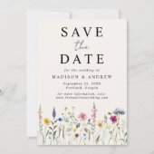 Elegante Wilde Bloemenweide Crème Trouw Save The Date (Voorkant)