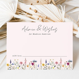Elegante Wilde Bloemenweide Roze Baby Shower Advieskaart